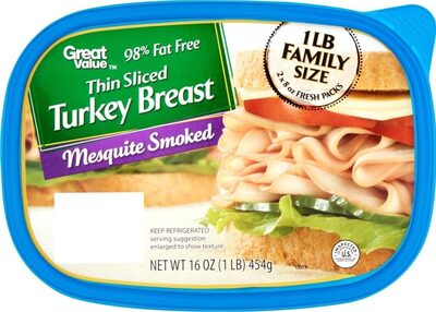Mesquite Smoked Thin Sliced Turkey Breast, Mesquite Smoked