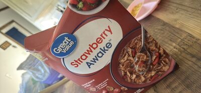 Strawberry Awake Sweetened Crispy Rice And Wheat Cereal With Strawberries, Strawberry Awake
