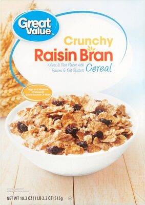 Crunchy Raisin Bran Sweetened Wheat And Rice Flakes With Raisins And Oat Clusters, Crunchy Raisin Bran