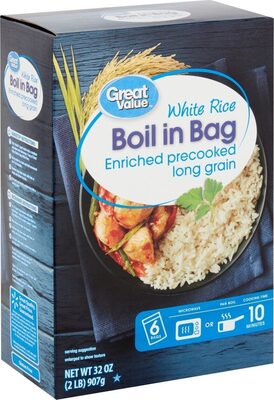 White Enriched Pre-Cooked Long Grain Boil In Bag Rice, White