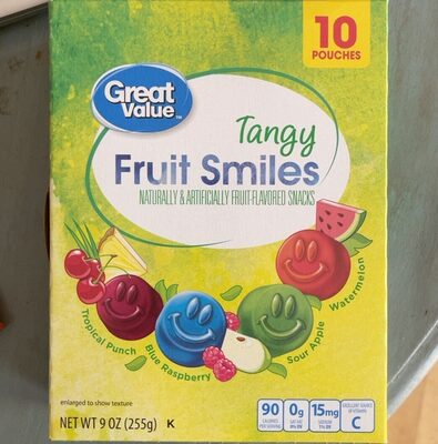 Tangy Fruit Smiles Tropical Punch, Blue Raspberry, Sour Apple, Watermelon Fruit-Flavored Snacks, Tangy Fruit Smiles