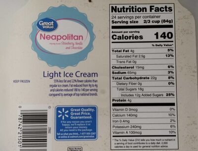 Neapolitan Strawberry, Vanilla And Chocolate Light Ice Cream, Neapolitan
