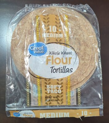 Whole Wheat Flour Medium Soft Taco Tortillas, Whole Wheat Flour