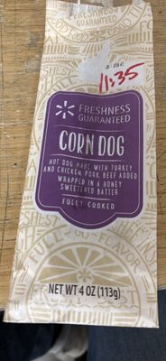 Corn Dog Fully Cooked Hot Dog Made With Turkey And Chicken, Pork Added Wrapped In A Honey Sweetened Batter, Corn Dog