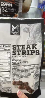 Original Thick Cut Steak Strips Beef Snacks, Original