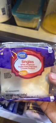 White American Pasteurized Prepared Cheese Product Singles, White American