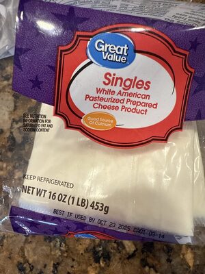 White American Pasteurized Prepared Cheese Product Singles, White American