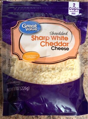 Sharp White Cheddar Shredded Cheese, Sharp White Cheddar