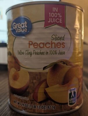 Yellow Cling Sliced Peaches In Natural 100% Peach And Pear Juice From Concentrate And Water, Peach And Pear Juice