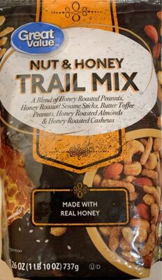Nut & Honey A Blend Of Honey Roasted Peanuts, Honey Roasted Sesame Sticks, Butter Toffee Peanuts, Honey Roasted Almonds & Honey Roasted Cashews Trail Mix, Nut & Honey