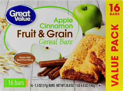 Apple Cinnamon Fruit & Grain Cereal Bars, Apple Cinnamon