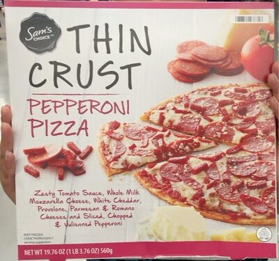 Zesty Tomato Sauce, Whole Milk Mozzarella Cheese, White Cheddar, Provolone, Parmesan & Romano Cheeses And Sliced, Chopped & Julienned Pepperoni Thin Crust Pizza, Pepperoni