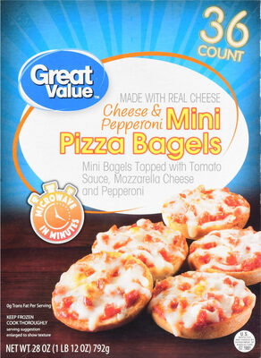 Mini Pizza Bagels Topped With Tomato Sauce, Mozzarella Cheese And Pepperoni, Mozzarella Cheese & Pepperoni