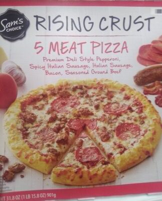 5 Meat Premium Deli Style Pepperoni, Spicy Italian Sausage, Italian Sausage, Bacon, Seasoned Ground Beef Rising Crust Pizza, 5 Meat