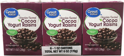 Great Value Chocolate Yogurt Covered Raisins 6-Pack/1oz Cartons