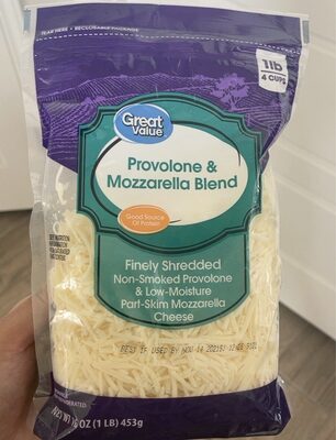 Provolone & Mozzarella Blend Shredded Not Smoked Provolone & Low-Moisture Part-Skim Mozzarella Cheese, Provolone & Mozzarella Blend