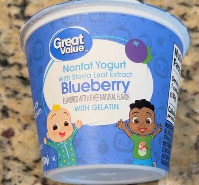 Blueberry Nonfat Yogurt With Stevia Leaf Extract With Gelatin, Blueberry