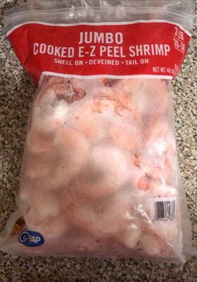 Jumbo Cooked E-Z Peel Shell-On Deveined Tail-On Shrimp, Jumbo Cooked