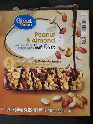 Peanut & Almond Nut Bars With Cocoa Drizzle & Peanut Butter, Peanut & Almond