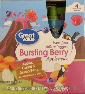 Bursting Berry Applesauce With Carrot, Raspberry, Blueberry & Strawberry Purees, Bursting Berry