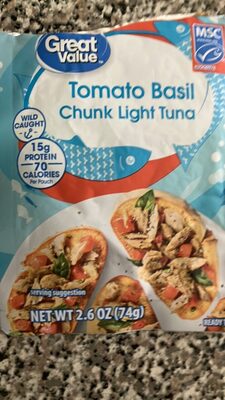 Tomato Basil Wild Caught Chunk Light Tuna, Tomato Basil