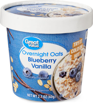 Blueberry Vanilla Flavored Overnight Oats, Blueberry Vanilla