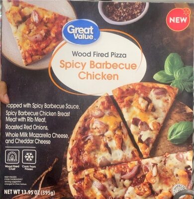 Spicy Barbecue Chicken Topped With Spicy Barbecue Sauce, Spicy Barbecue Chicken Breast Meat With Rib Meat, Roasted Red Onions, Whole Milk Mozzarella Cheese, And Cheddar Cheese Wood Fired Pizza, Spicy Barbecue Chicken