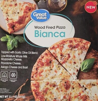 Bianca Topped With Garlic Olive Oil Blend, Low-Moisture Whole Milk Mozzarella Cheese, Provolone Cheese, Asiago Cheese And Basil Wood Fired Pizza, Bianca