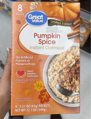 Pumpkin Spice Instant Oatmeal, Pumpkin Spice