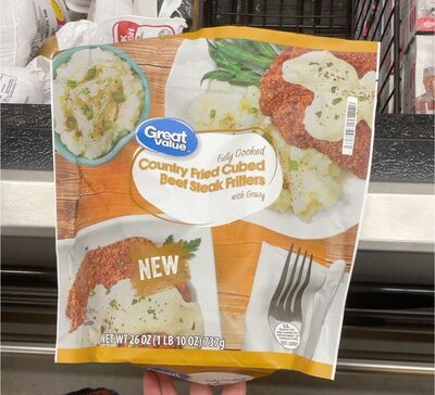 Country Fried Cubed Fully Cooked Beef Steak Fritters With Gravy, Country Fried Cubed With Gravy