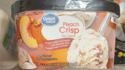 Peach Crisp Sweet Cream Ice Cream With Peaches And Baked Crisp Crumble, Peach Crisp