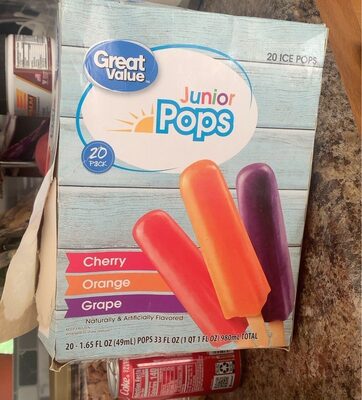 Cherry, Orange, Grape Junior Ice Pops, Cherry, Orange, Grape