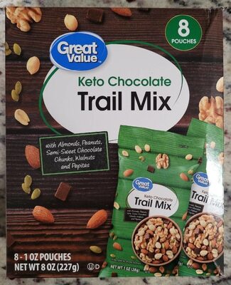 Keto Chocolate Trail Mix With Almonds, Peanuts, Semi-Sweet Chocolate Chunks, Walnuts And Pepitas, Keto Chocolate