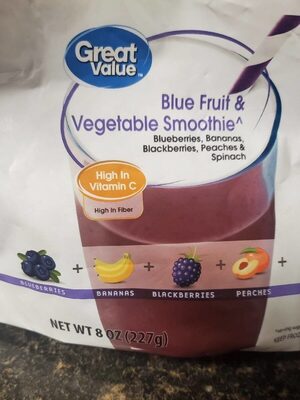 Blue Fruit & Vegetable Blueberries, Bananas, Blackberries, Spinach & Peaches Smoothie, Blue Fruit & Vegetable