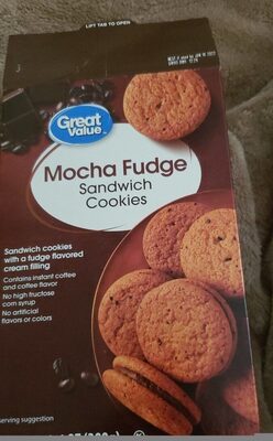 Mocha Fudge Sandwich Cookies With A Fudge Flavored Cream Filling, Mocha Fudge