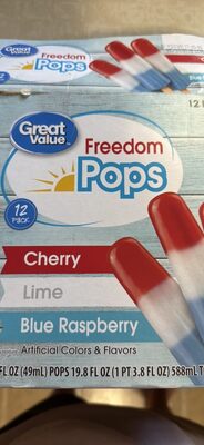 Cherry Lime Blue Raspberry Freedom Ice Pops, Cherry Lime Blue Raspberry