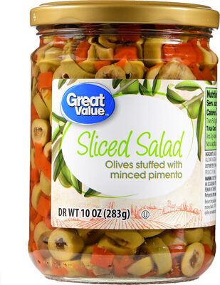 Sliced Salad Olives With Minced Pimento, Minced Pimento