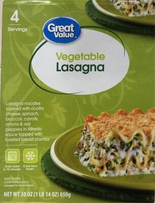 Vegetable Lasagna Noodles Layered With Ricotta Cheese, Spinach, Broccoli, Carrots, Onions & Red Peppers In Alfredo Sauce Topped With Toasted Bread Crumbs, Vegetable