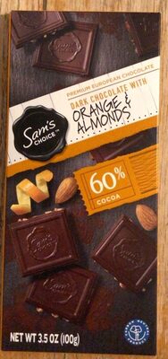 Dark Chocolate With Orange & Almonds 60% Cocoa, Dark Chocolate With Orange & Almonds