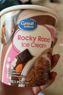 Rocky Road Chocolate Ice Cream With Marshmallow Ribbon And Chocolate Flavored Coated Almonds, Rocky Road