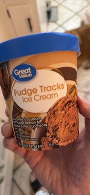 Fudge Tracks Chocolate Ice Cream With Fudge Ribbon & Peanut Butter Cup Pieces, Fudge Tracks