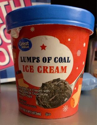 Lumps Of Coal Chocolate Ice Cream With Fudge Swirls & Chocolate Flavored Chips, Lumps Of Coal