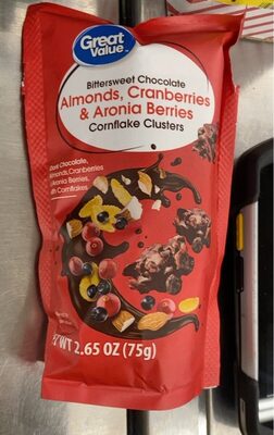 Almonds, Cranberries & Aronia Berries Dark Chocolate Cornflake Clusters, Almonds, Cranberries & Aronia Berries