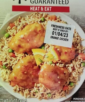 Orange Chicken Crispy Breaded Chicken Breast Meat In A Zesty Orange Sauce With Fried Rice, Orange Chicken