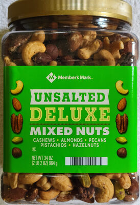 Unsalted Cashews, Almonds, Pecans, Pistachios, Hazelnuts Deluxe Mixed Nuts, Unsalted
