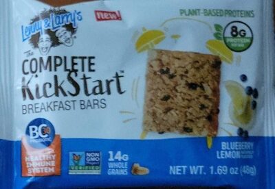 Blueberry Lemon Flavored Plant-Based Proteins Breakfast Bars, Blueberry Lemon