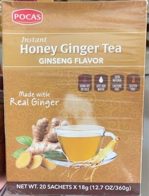 Ginseng Flavor Instant Honey Ginger Tea Sachets, Ginseng