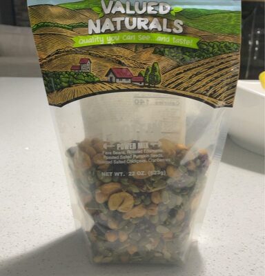 Protein Fava Beans, Roasted Edamame, Roasted Salted Chickpeas, Cranberries Roasted Salted Pumpkin Seeds, Power Mix, Protein