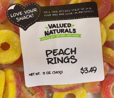 Valued Naturals Peach Rings, 12 Oz