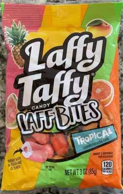 Tropical Flavor Red Orange, Mango, Pineapple, Guava Laff Bites Candy, Tropical
